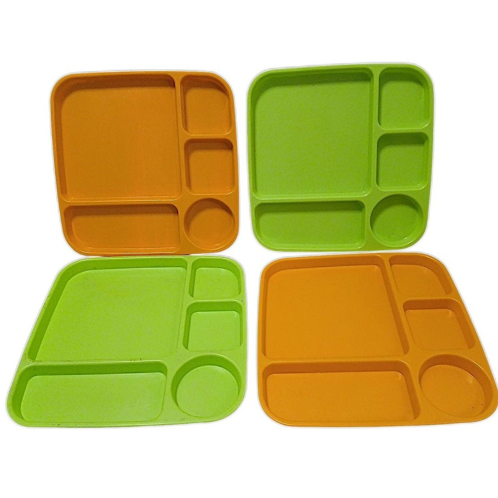 4pc Nordic Ware Party Food Trays Orange Green Child Senior TV Picnic Microwave